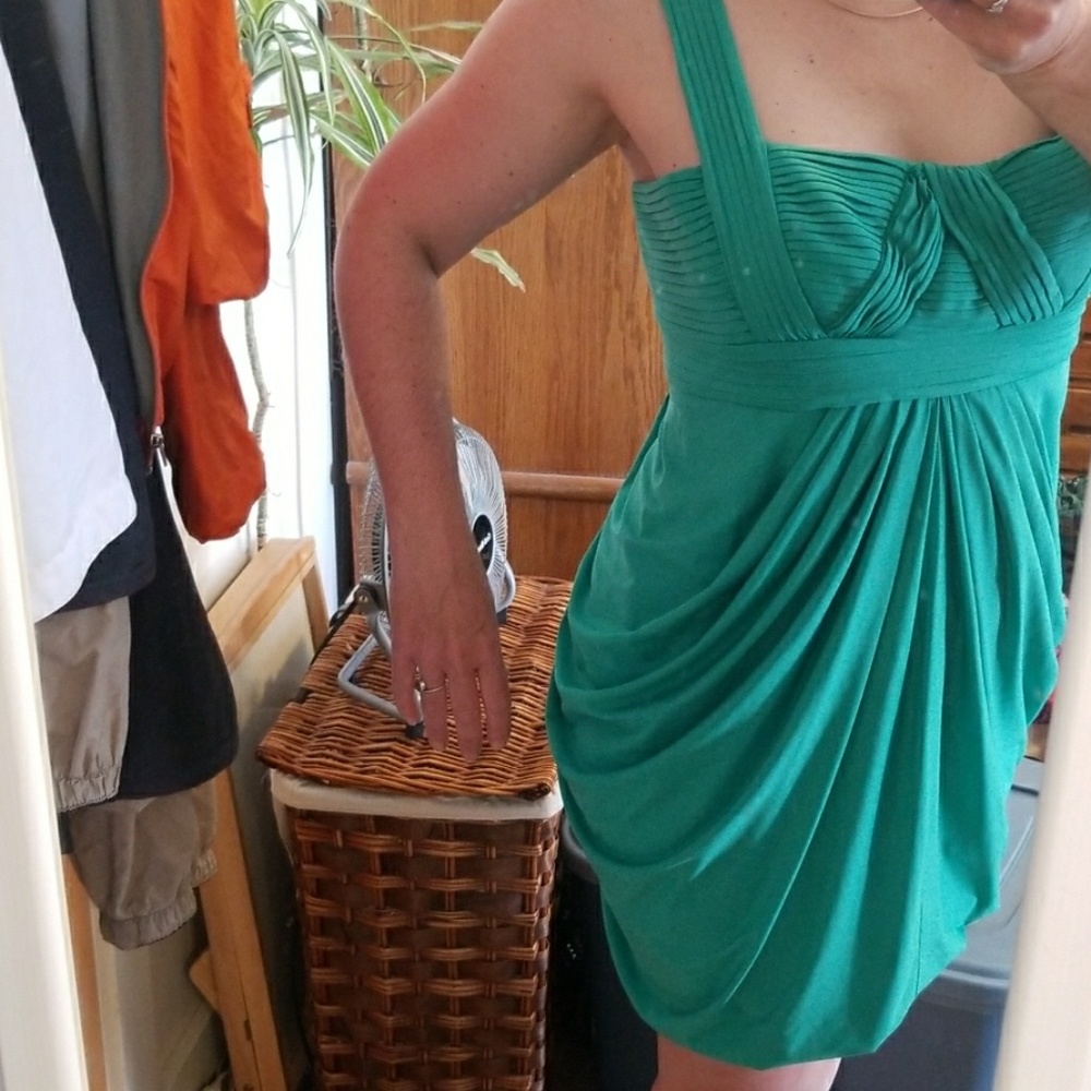 BCBG Green Gathered Dress Large
